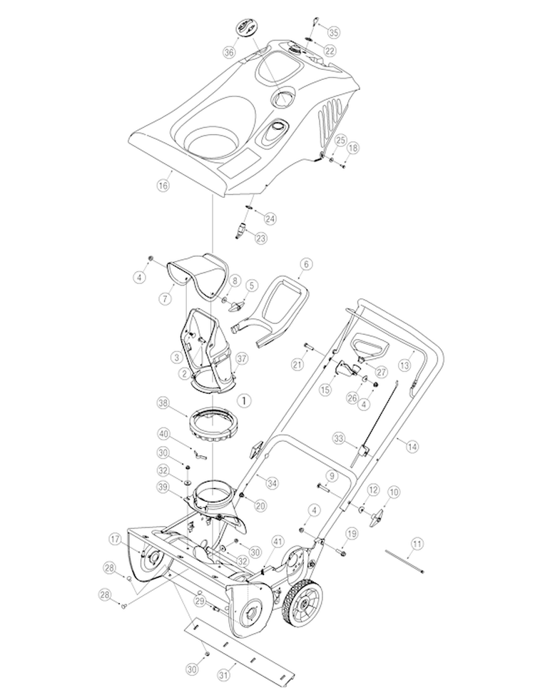 Page B Diagram and Parts List for 31A-2B5-801 2005-2 Yard Man Snow Blower